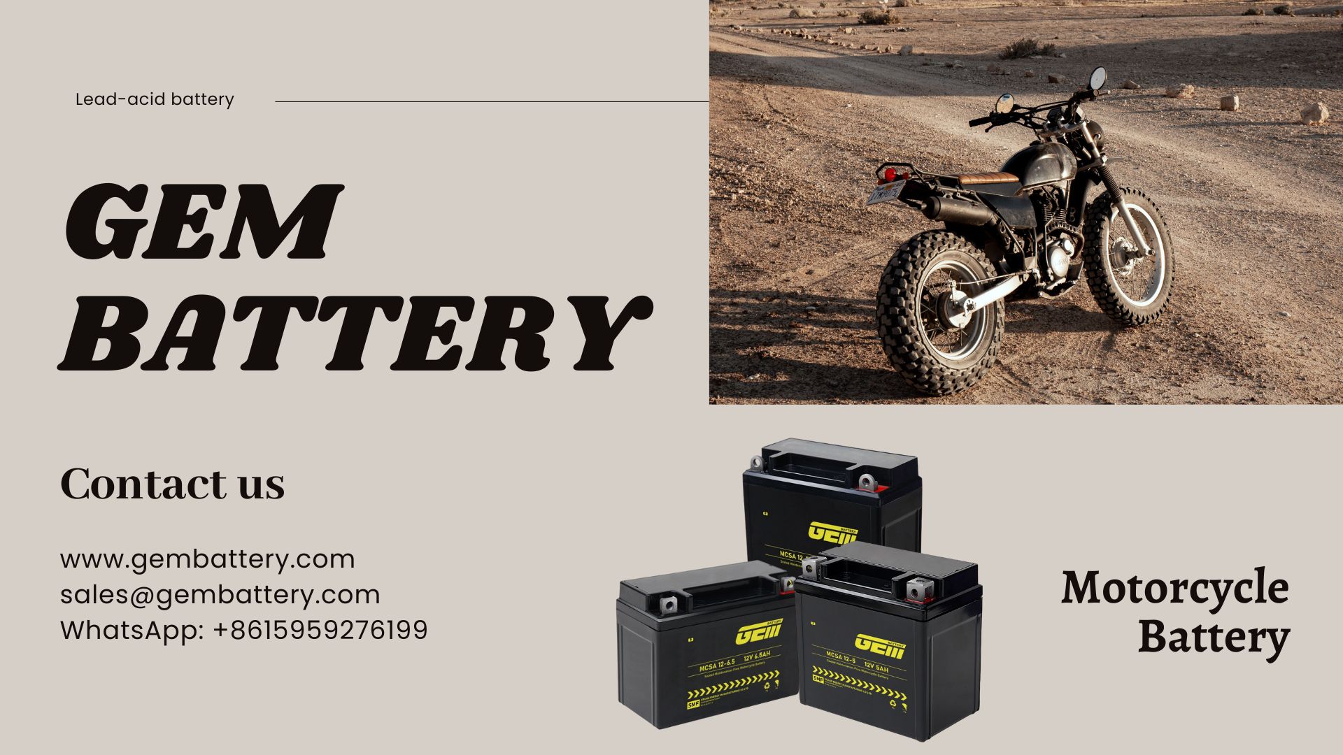 Batería de motocicleta deportiva de potencia serie MCSA